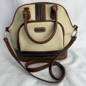 Carryland Pebbled Crossbody Purse Cream/Brown